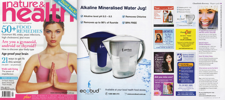 Find Ecobud’s Alkaline Mineralized Water Jug in Nature & Health Magazine April-May issue